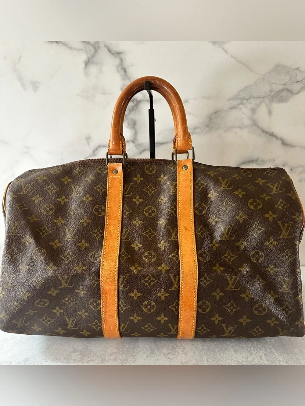 Louis Vuitton Monogram KeepAll 45 Canvas Travel Duffle Bag